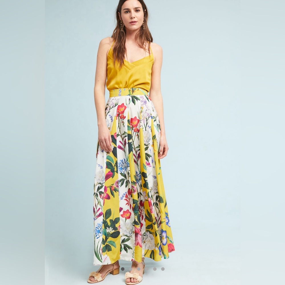 Rococo Sand Anthropologie Aprile Floral Maxi skirt sz 6